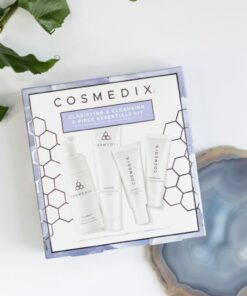 Cosmedix Skincare Clarifying and Cleansing Kit with Clarify cleanser, Clarity clarifying serum, Clear cleansing mask, and Shineless oil-free moisturizer