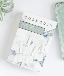 Cosmedix Skincare Sensitive Skin 4-Piece Essentials Kit with Benefit Clean cleanser, C.P.R. dry skin recovery serum, Rescue plus hydrating balm, and Hydrate plus SPF 17 moisturizing sunscreen