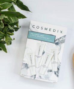 Cosmedix Skincare Treatment Prep 4-piece Essentials Kit with Purity Clean cleanser, Simply Brilliant brightening serum, Define resurfacing cream, and Hydrate+ moisturizer