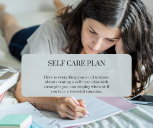 Woman developing self care plan