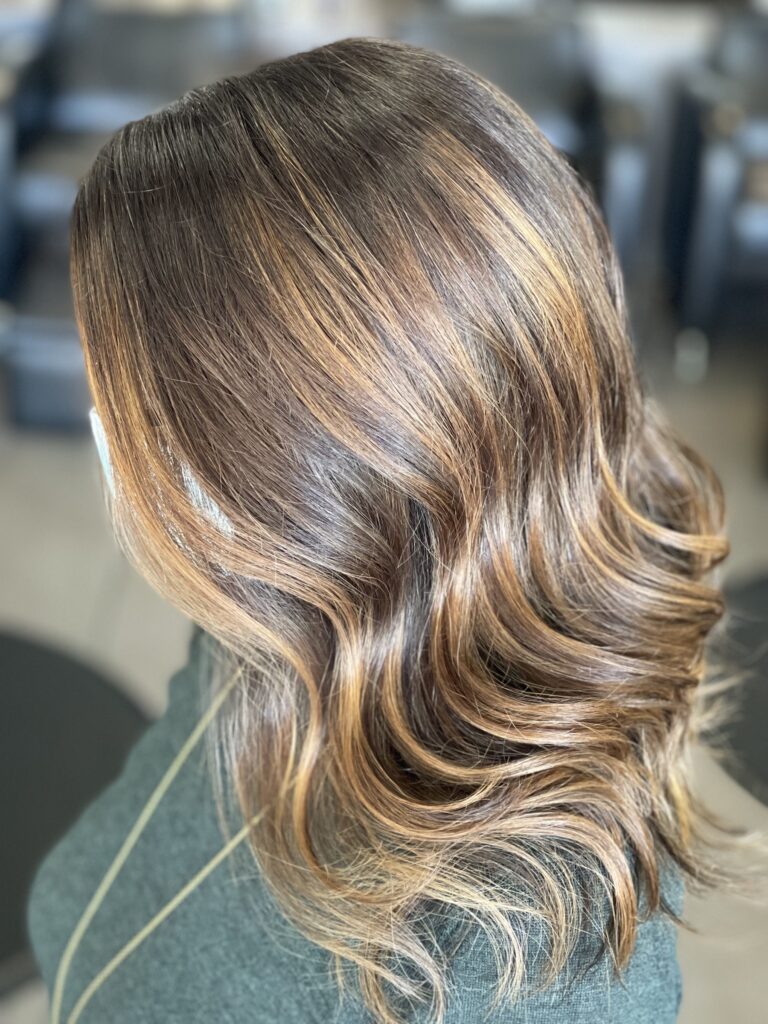Venus a hair stylist in Walnut creek balayage highlights styled with Kevin Murphy
