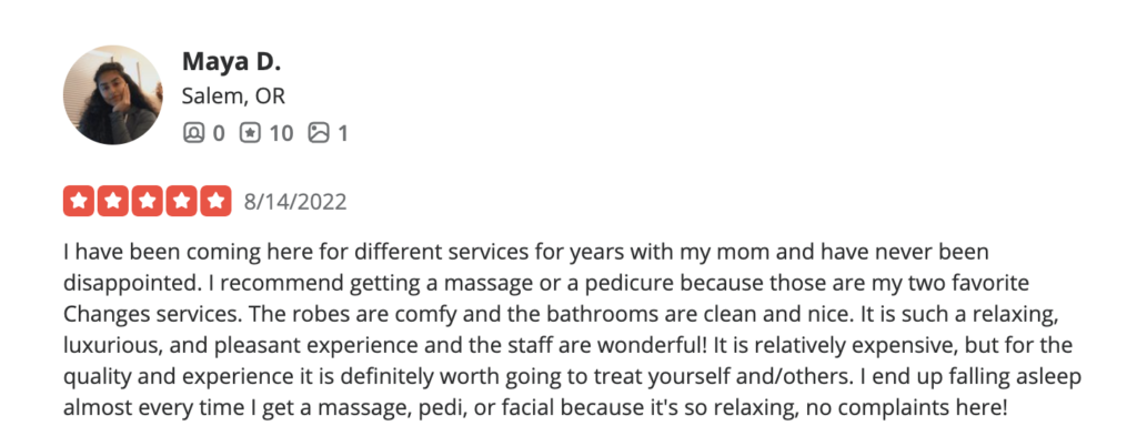 Massage appointment in Walnut Creek yelp feedback