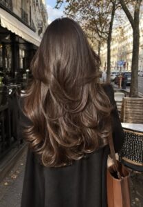 Voluminous Y2K 2000s-inspired bouncy blowout with long internal layers at Changes Salon in Walnut Creek.